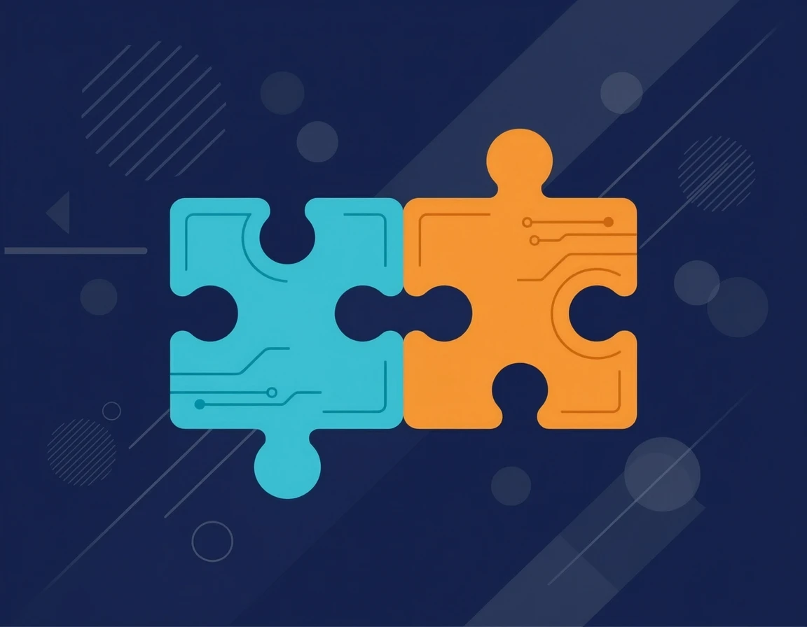 두 개의 퍼즐 조각이 완벽하게 맞춰지는 시너지 일러스트
