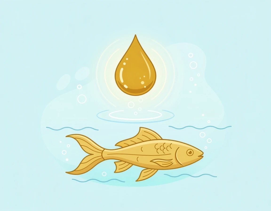 순도 높은 황금빛 오메가3 오일 일러스트