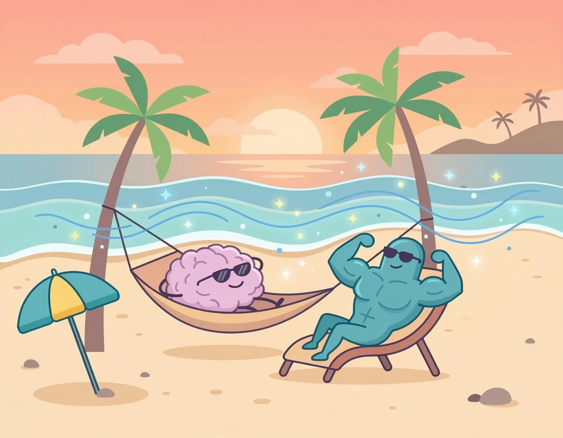 편안하게 이완되는 뇌와 근육 일러스트