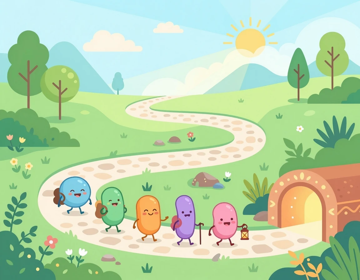 장까지 살아서 가는 유산균 일러스트