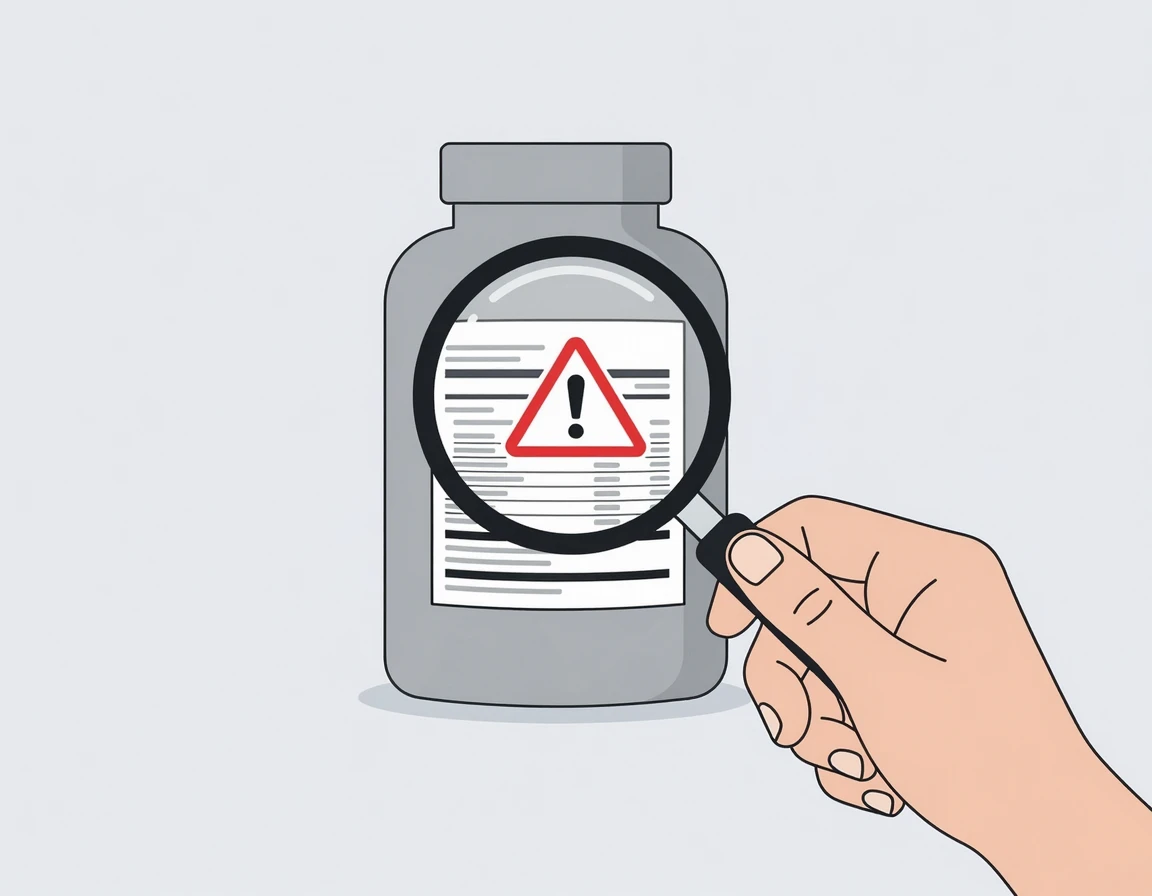 영양제 성분표를 확인하는 돋보기