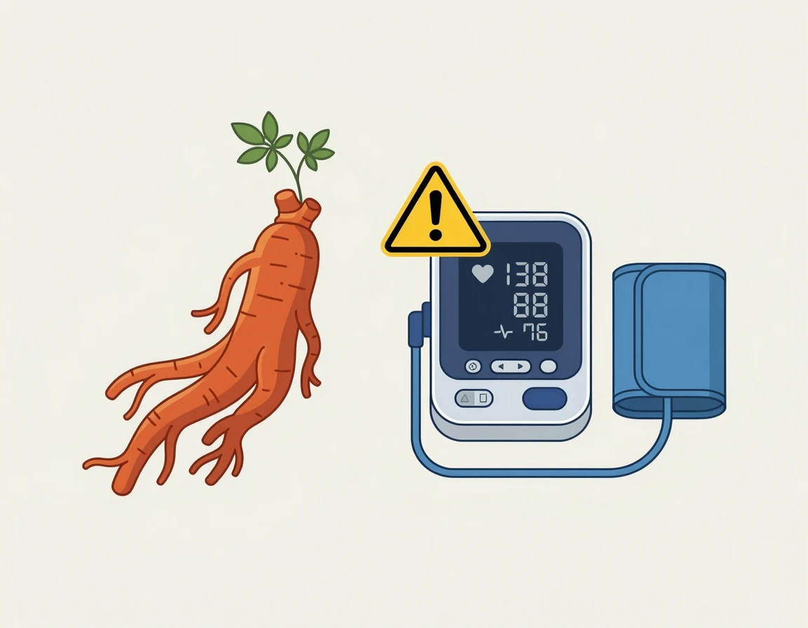 홍삼과 혈압계 주의 일러스트