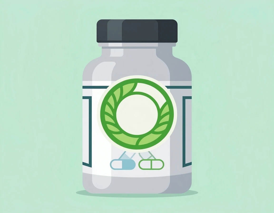 영양제 포장지의 공식 인증 마크 클로즈업