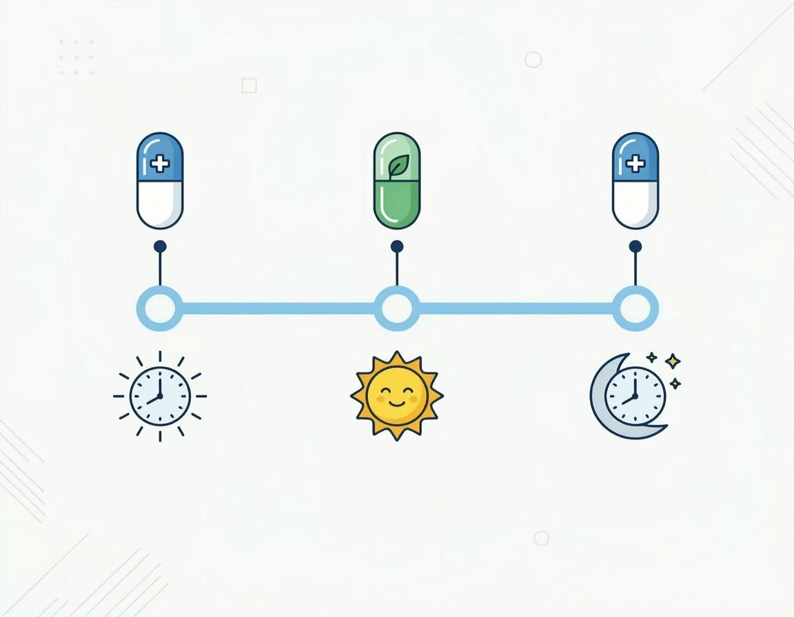 항생제와 유산균의 시간대별 복용 스케줄 일러스트