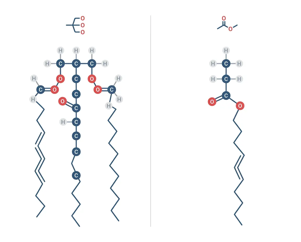TG형과 EE형의 분자 구조 비교 일러스트