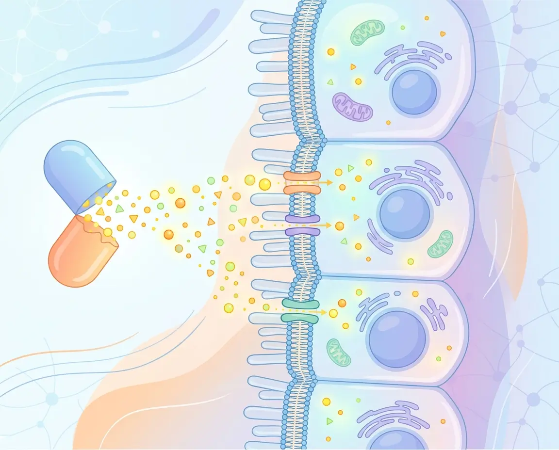 베르베린 영양제 생체이용률 및 흡수 과정 일러스트