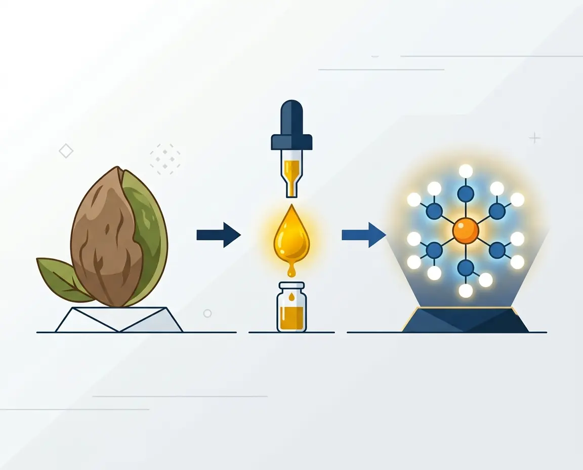 밀크시슬 원물, 추출물, 순수 실리마린의 차이를 보여주는 일러스트