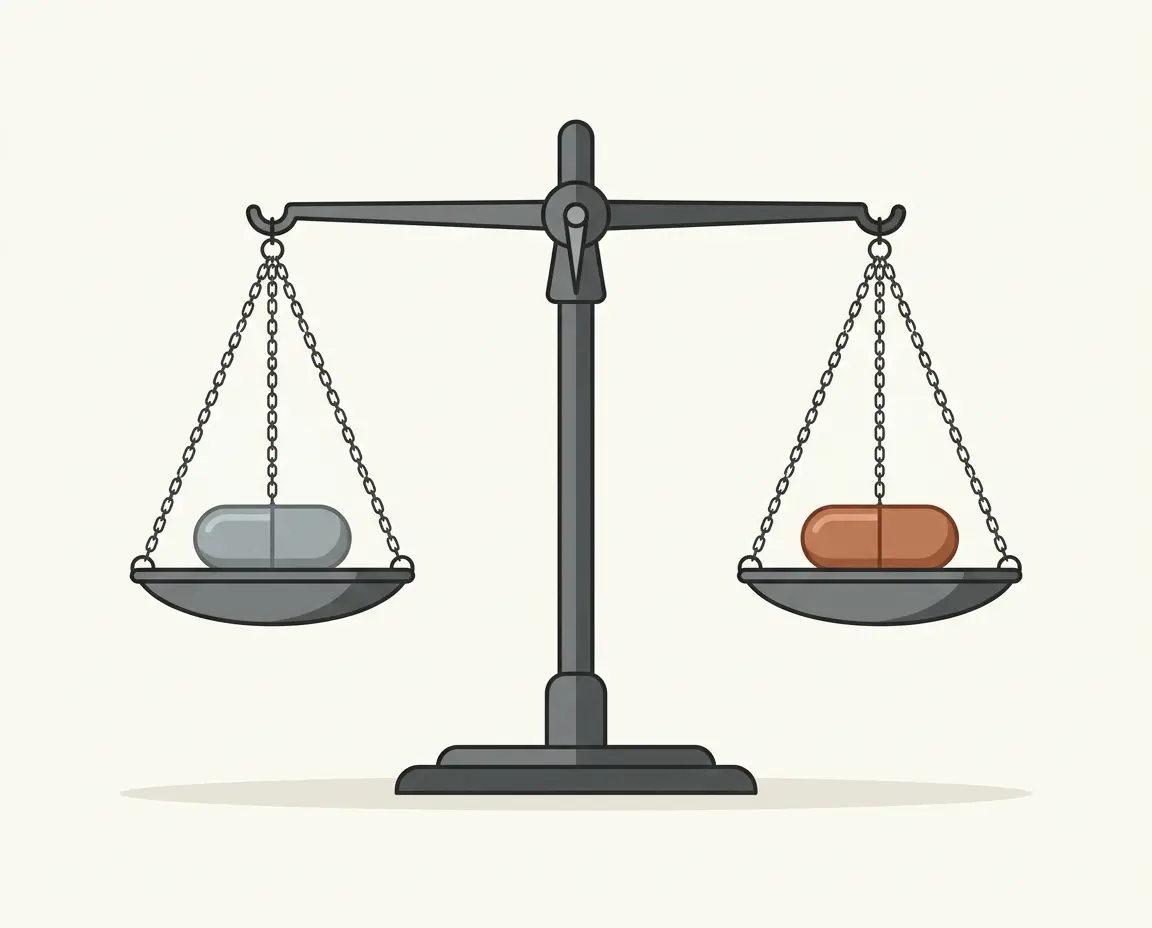아연과 구리의 황금 비율을 보여주는 저울 일러스트